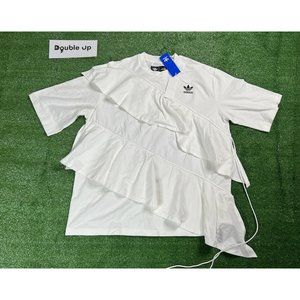 ADIDAS Originals J KOO Women’s FT9876 Ruffle Top T-Shirt Limited White Size M
